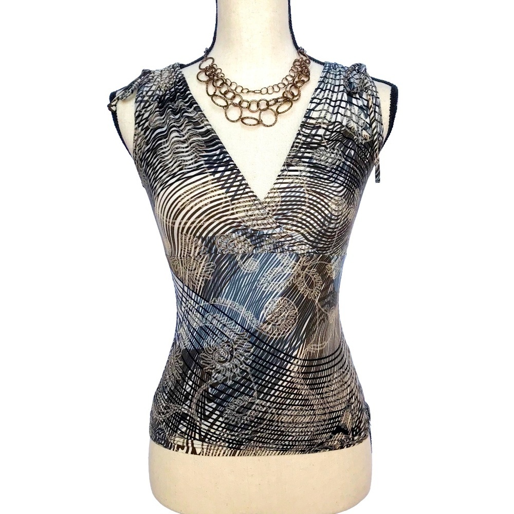 A. Byer Black and White Patterned Top
